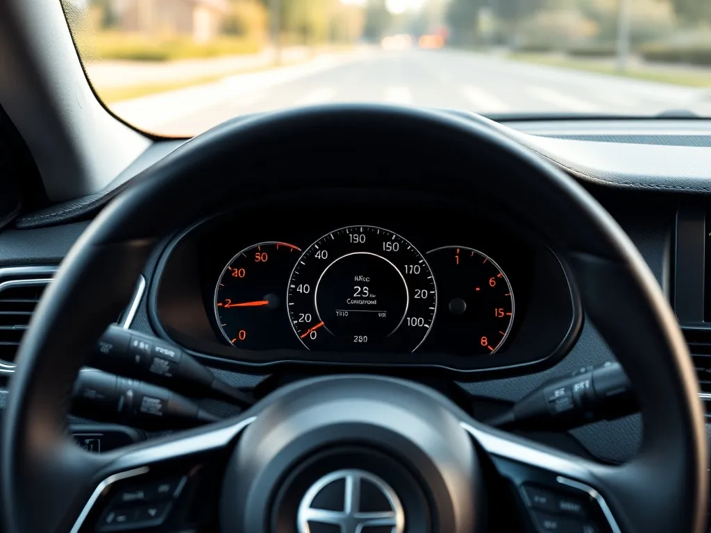 A minimalist interior of a modern car dashboard, focusing on
