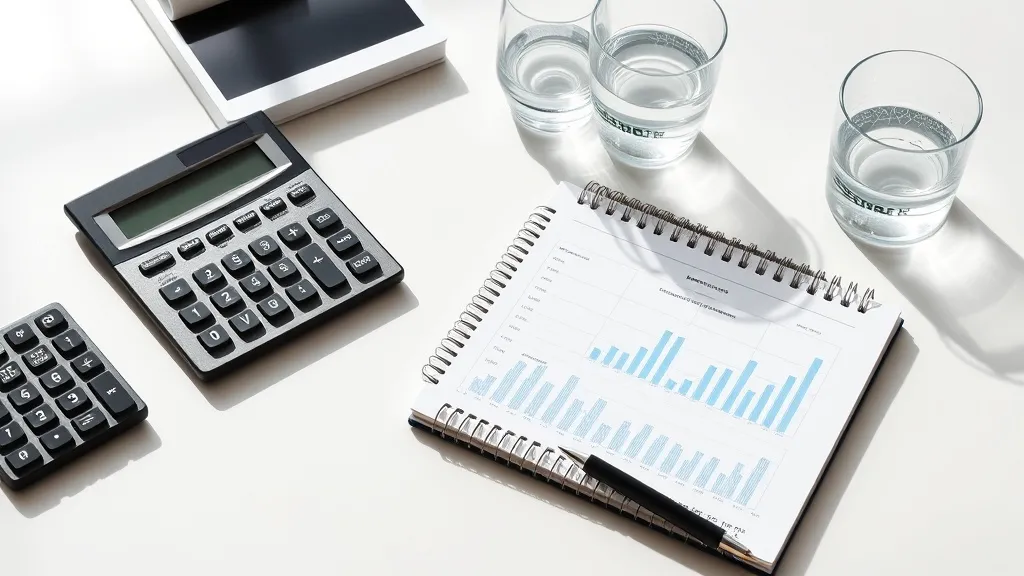 A clean, minimalist desk with a professional calculator, a n