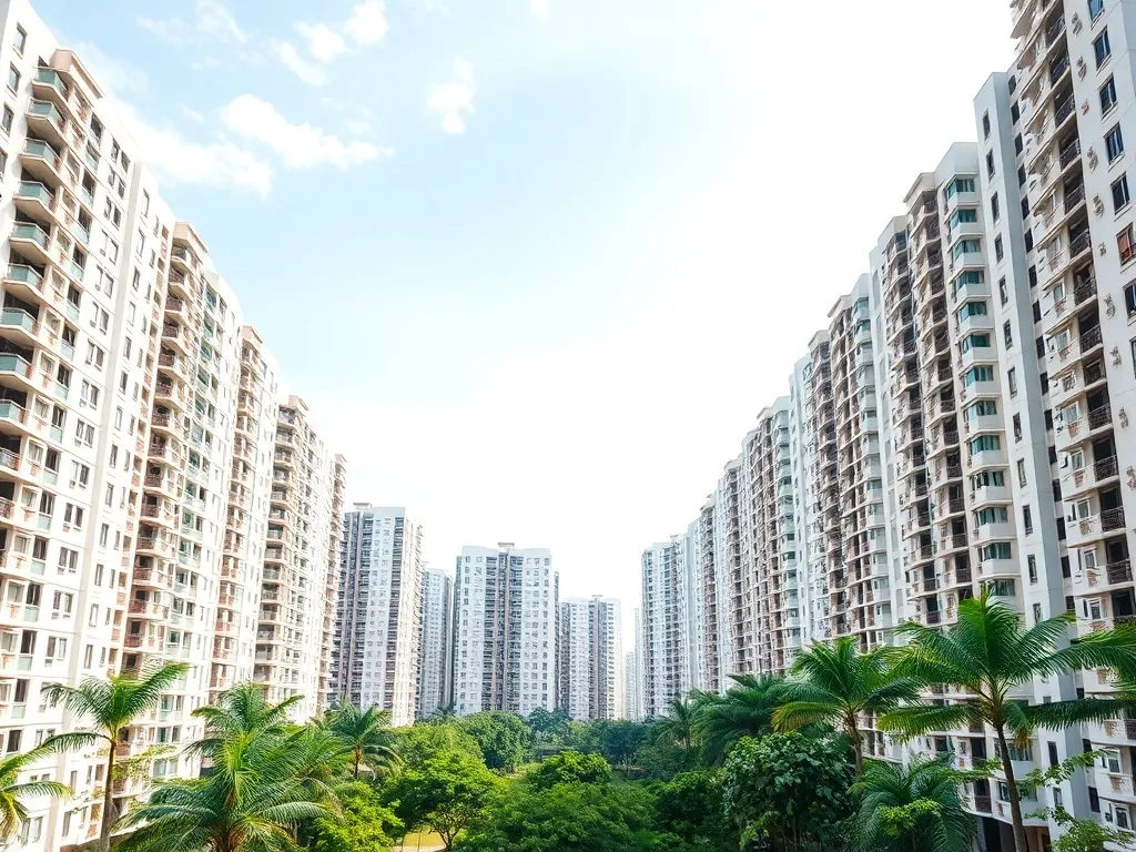 A wide architectural shot of Jurong East skyline with modern